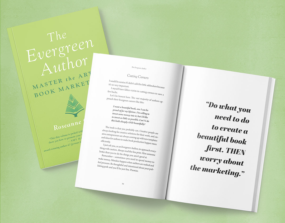 The Evergreen Author, cover and sample interior spread