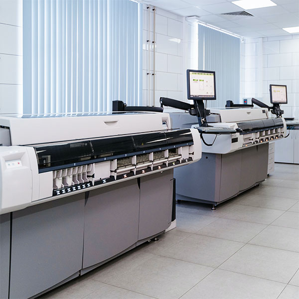Two commercial printing stations