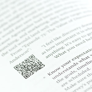 A close look at one of the podcast QR codes in the book