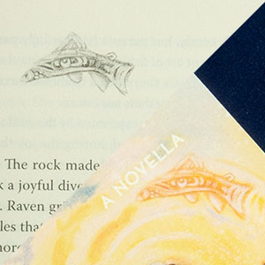 A close-up look at the interior text opener fish as compared to the fish found on the cover.