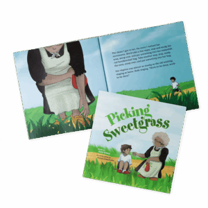 Picking Sweetgrass by Kent Estey cover and sample interior spread